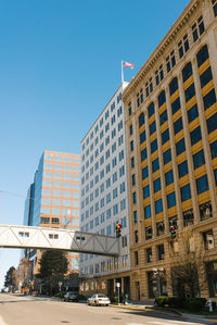 Tacoma, washington, usa. april 2021. building in the city center against the blue sky