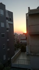 Buildings at sunset