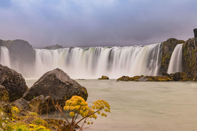 Scenic view of waterfall