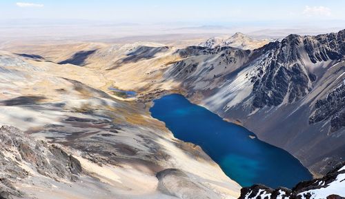 Pico austria hikingtrail - view from the top 5350m above normal scenic view with mountain lake