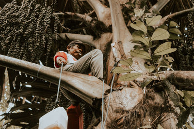 Portrait of people on plants