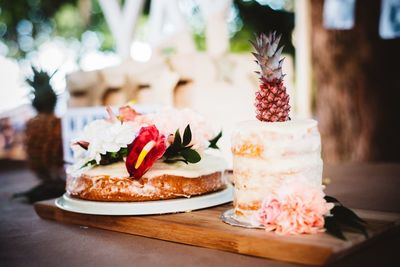 Close-up of dessert in plate on table