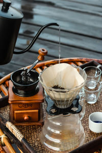 Close-up of coffee on table