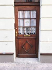 Closed door of building