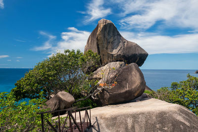 Sail rock natural stone stack arch landmark at similan national park island