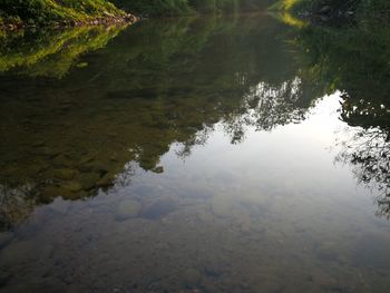 High angle view of calm lake