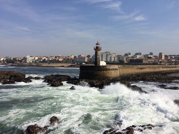 Lighthouse in sea