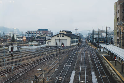 Railroad tracks against sky