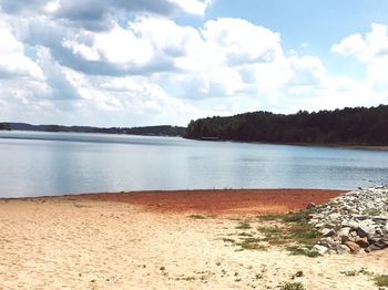 Scenic view of beach against sky