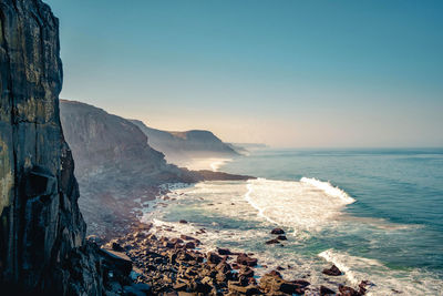 Scenic view of sea against clear sky