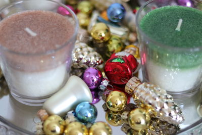 Close-up of dessert served on table