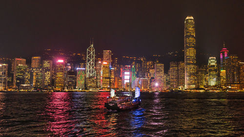 The night lights of honk kong harbour.