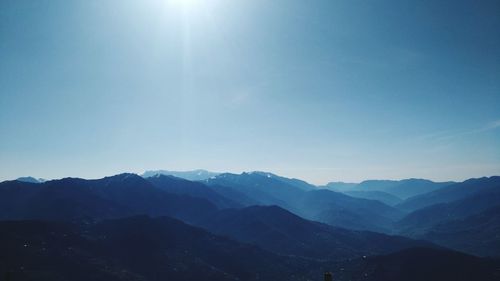 Scenic view of mountains against clear sky