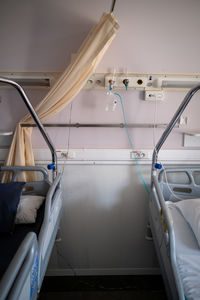 View of empty hospital beds