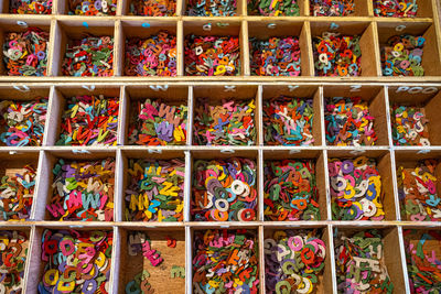 Full frame shot of multi colored candies in market