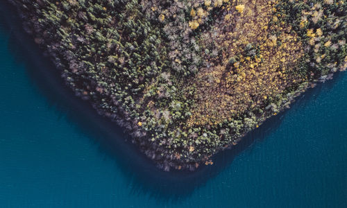 Aerial view of landscape by lake