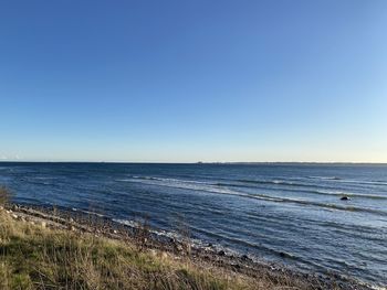 Scenic view of sea against clear sky