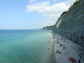 Panoramic view of people on beach