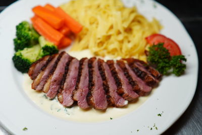 Close-up of meal served in plate