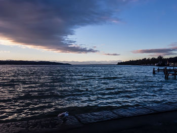 Scenic view of sea during sunset