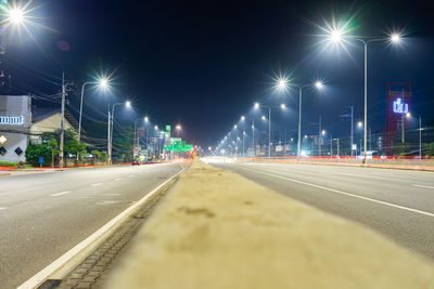 Surface level of empty road at night