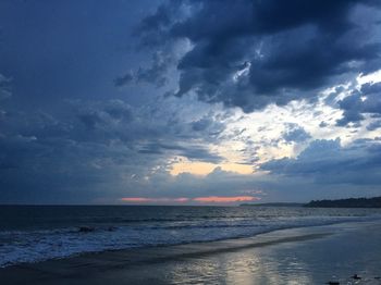 Scenic view of sea against sky at sunset