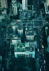 High angle view of street amidst buildings in city