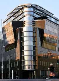 Low angle view of modern building against sky