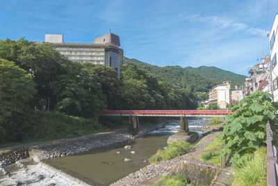 Bridge over river against sky