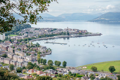 A view of gourock and gourock bay on the firth of clyde, seen from the viewpoint on lyle hill