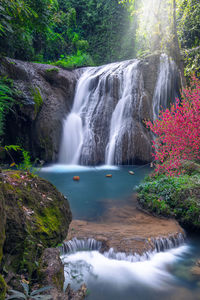 Thansawan waterfalls in tropical rainforest in doi phu nang national park, phayao province, thailand