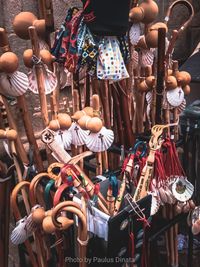 Close-up of clothes for sale at market stall