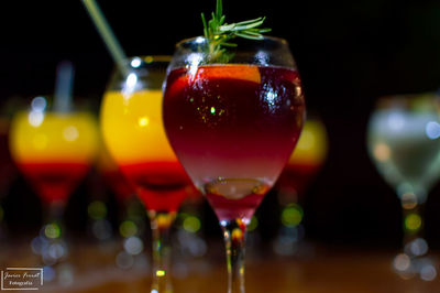 Close-up of beer glass on table