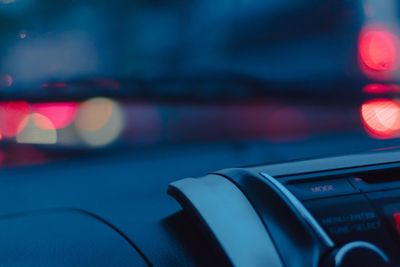 Close-up of dashboard in car