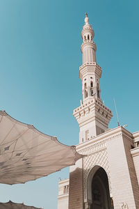 Low angle view of historic building against clear sky