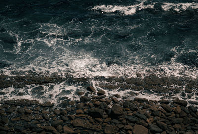 High angle view of sea waves