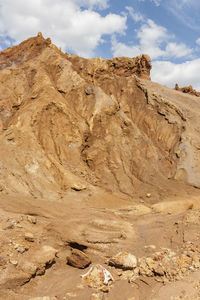 Rock formations on landscape against sky