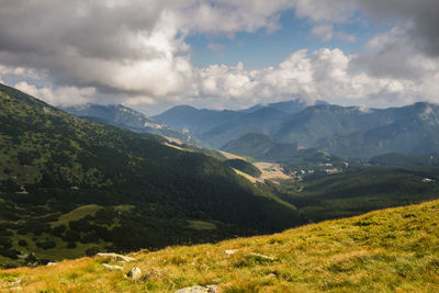 Scenic view of mountains against sky