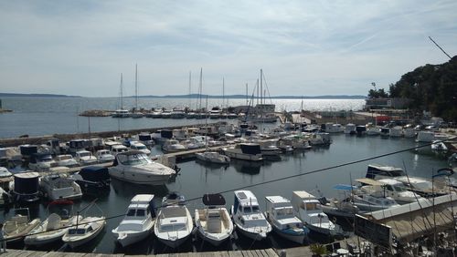 Boats moored in harbor