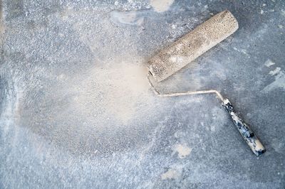 High angle view of snow on road