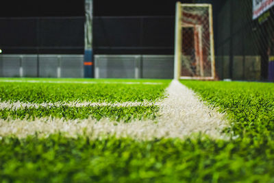 Close-up of soccer field