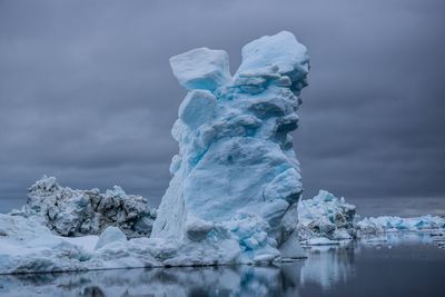 Frozen lake against sky during winter