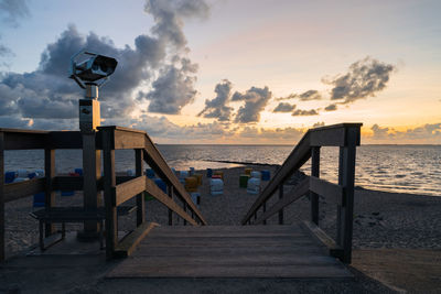 Scenic view of sea against sky at sunset