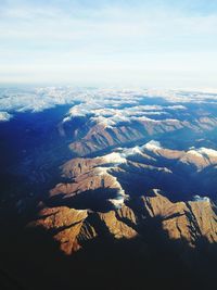 Aerial view of snow covered landscape