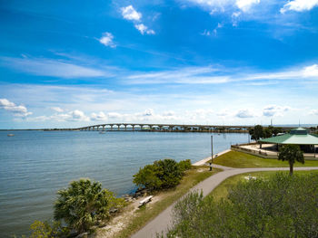 Bridge over sea against sky