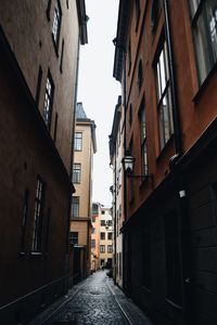 Narrow alley along buildings