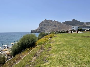 Scenic view of sea against clear sky