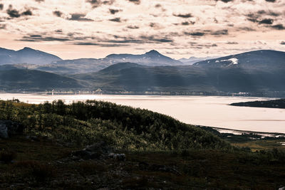 Scenic view of lake against sky