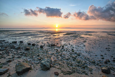 Scenic view of sea against sky during sunset