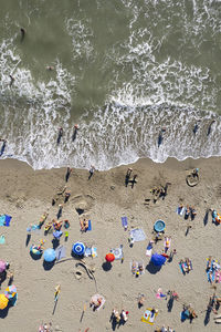 High angle view of people at beach